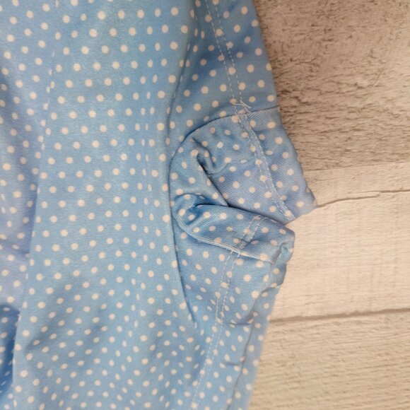 Vintage-Inspired Blue Polka Dot Halter One-Piece Swimsuit With Ruched Front By G - Picture 4 of 6